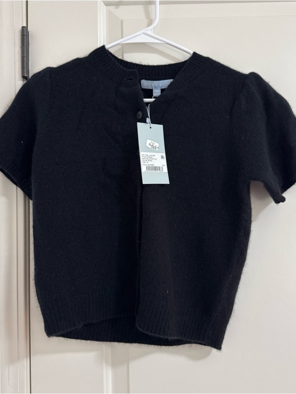 ANTONIO MELANI Black Puff Sleeve Cashmere Cardigan